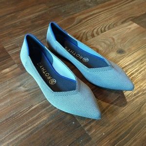 Rothys Point Flat Sz 9 - Cloud Grey Birdseye